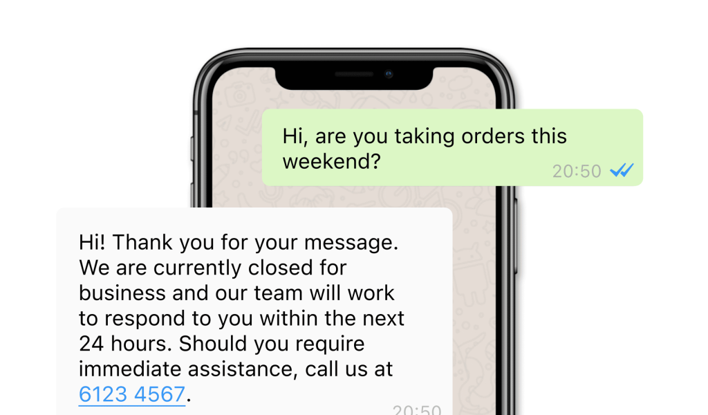 Automated message reply with contact.